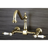 Bel-Air Double-Handle 2-Hole Wall-Mount Bridge Kitchen Faucet