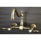 Tudor Two-Handle 2-Hole Wall Mount Bridge Kitchen Faucet