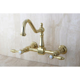 Tudor Two-Handle 2-Hole Wall Mount Bridge Kitchen Faucet