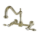 Tudor Two-Handle 2-Hole Wall Mount Bridge Kitchen Faucet