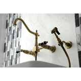 Duchess Two-Handle 2-Hole Wall Mount Bridge Kitchen Faucet with Brass Sprayer