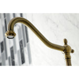 Duchess Two-Handle 2-Hole Wall Mount Bridge Kitchen Faucet with Brass Sprayer