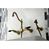 Duchess Two-Handle 2-Hole Wall Mount Bridge Kitchen Faucet with Brass Sprayer