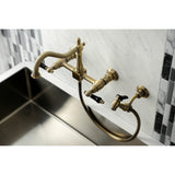 Duchess Two-Handle 2-Hole Wall Mount Bridge Kitchen Faucet with Brass Sprayer