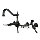 Bel-Air Two-Handle 2-Hole Wall Mount Bridge Kitchen Faucet with Brass Sprayer