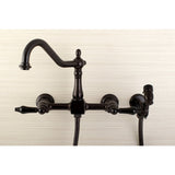 Duchess Two-Handle 2-Hole Wall Mount Bridge Kitchen Faucet with Brass Sprayer