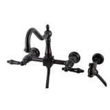 Duchess Two-Handle 2-Hole Wall Mount Bridge Kitchen Faucet with Brass Sprayer