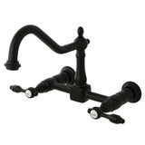 Tudor Two-Handle 2-Hole Wall Mount Bridge Kitchen Faucet