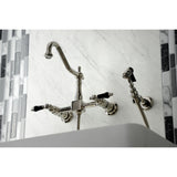 Duchess Two-Handle 2-Hole Wall Mount Bridge Kitchen Faucet with Brass Sprayer