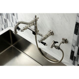 Duchess Two-Handle 2-Hole Wall Mount Bridge Kitchen Faucet with Brass Sprayer