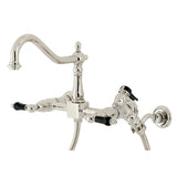 Duchess Two-Handle 2-Hole Wall Mount Bridge Kitchen Faucet with Brass Sprayer