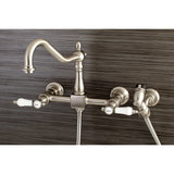 Bel-Air Two-Handle 2-Hole Wall Mount Bridge Kitchen Faucet with Brass Sprayer