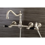 Duchess Two-Handle 2-Hole Wall Mount Bridge Kitchen Faucet with Brass Sprayer