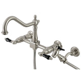 Duchess Two-Handle 2-Hole Wall Mount Bridge Kitchen Faucet with Brass Sprayer