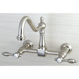 Tudor Two-Handle 2-Hole Wall Mount Bridge Kitchen Faucet