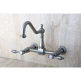 Tudor Two-Handle 2-Hole Wall Mount Bridge Kitchen Faucet