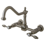 Tudor Two-Handle 2-Hole Wall Mount Bridge Kitchen Faucet