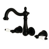 Heritage Double-Handle 3-Hole Wall Mount Bathroom Faucet