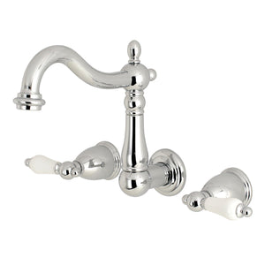 Heritage Double-Handle 3-Hole Wall Mount Bathroom Faucet