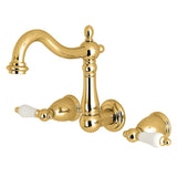 Heritage Double-Handle 3-Hole Wall Mount Bathroom Faucet