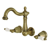 Heritage Double-Handle 3-Hole Wall Mount Bathroom Faucet