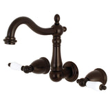 Heritage Double-Handle 3-Hole Wall Mount Bathroom Faucet