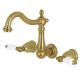 Heritage Double-Handle 3-Hole Wall Mount Bathroom Faucet