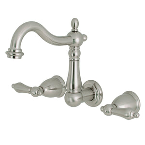 Heritage Double-Handle 3-Hole Wall Mount Bathroom Faucet