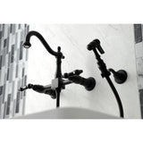 Duchess Two-Handle 2-Hole Wall Mount Bridge Kitchen Faucet with Brass Sprayer