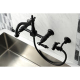 Duchess Two-Handle 2-Hole Wall Mount Bridge Kitchen Faucet with Brass Sprayer