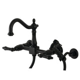 Duchess Two-Handle 2-Hole Wall Mount Bridge Kitchen Faucet with Brass Sprayer