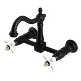 Heritage Double-Handle 2-Hole Wall-Mount Bridge Kitchen Faucet