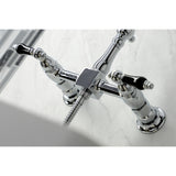 Duchess Two-Handle 2-Hole Wall Mount Bridge Kitchen Faucet with Brass Sprayer