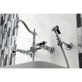 Duchess Two-Handle 2-Hole Wall Mount Bridge Kitchen Faucet with Brass Sprayer