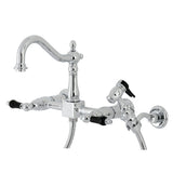 Duchess Two-Handle 2-Hole Wall Mount Bridge Kitchen Faucet with Brass Sprayer