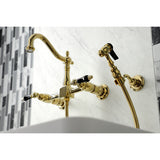 Duchess Two-Handle 2-Hole Wall Mount Bridge Kitchen Faucet with Brass Sprayer