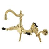 Duchess Two-Handle 2-Hole Wall Mount Bridge Kitchen Faucet with Brass Sprayer