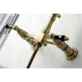 Duchess Two-Handle 2-Hole Wall Mount Bridge Kitchen Faucet with Brass Sprayer