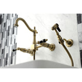 Duchess Two-Handle 2-Hole Wall Mount Bridge Kitchen Faucet with Brass Sprayer