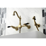 Duchess Two-Handle 2-Hole Wall Mount Bridge Kitchen Faucet with Brass Sprayer