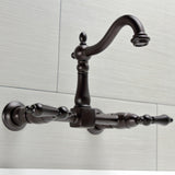 Heritage Double-Handle 2-Hole Wall-Mount Bridge Kitchen Faucet