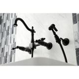 Duchess Two-Handle 2-Hole Wall Mount Bridge Kitchen Faucet with Brass Sprayer