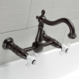 Heritage Double-Handle 2-Hole Wall-Mount Bridge Kitchen Faucet