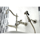 Heritage Two-Handle 2-Hole Wall Mount Bridge Kitchen Faucet with Brass Sprayer