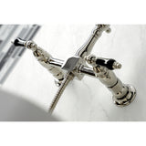 Duchess Two-Handle 2-Hole Wall Mount Bridge Kitchen Faucet with Brass Sprayer