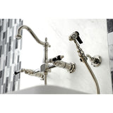 Duchess Two-Handle 2-Hole Wall Mount Bridge Kitchen Faucet with Brass Sprayer