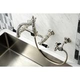 Duchess Two-Handle 2-Hole Wall Mount Bridge Kitchen Faucet with Brass Sprayer