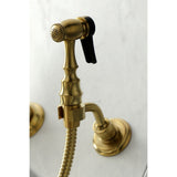 Duchess Two-Handle 2-Hole Wall Mount Bridge Kitchen Faucet with Brass Sprayer