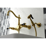 Duchess Two-Handle 2-Hole Wall Mount Bridge Kitchen Faucet with Brass Sprayer