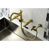 Duchess Two-Handle 2-Hole Wall Mount Bridge Kitchen Faucet with Brass Sprayer